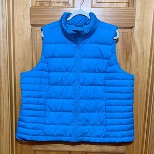 Lands' End Aqua Blue Down Puffer Vest, Plus Size 2X.